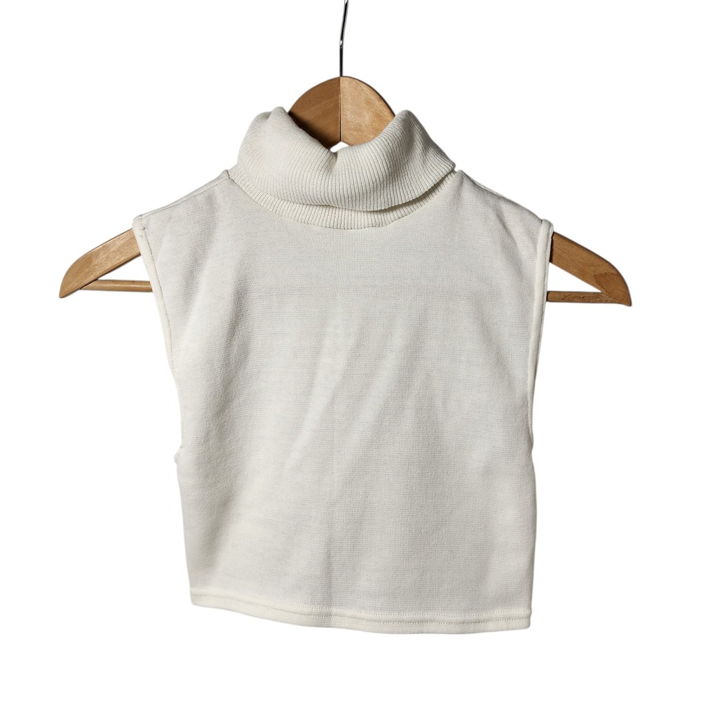 Womens Turtleneck Dickey Collar Layering Sweater Knit Cream Ivory Sleeveless